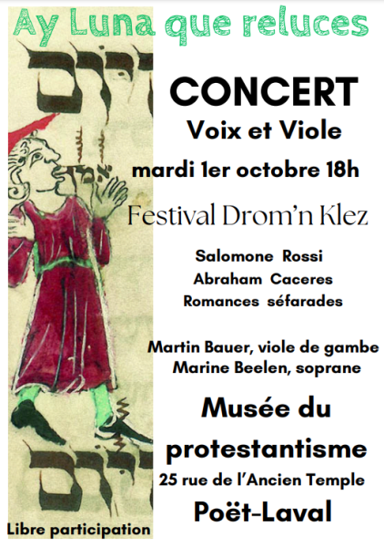Concert viole et voix le 1er octobre